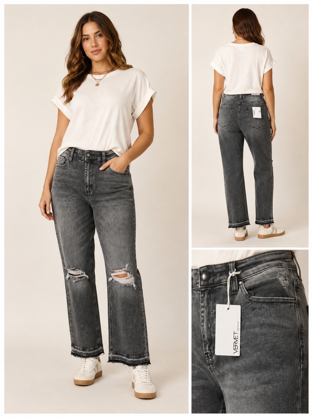 Vervet by Flying Monkey High-Rise Grey Wash Straight Leg Jeans